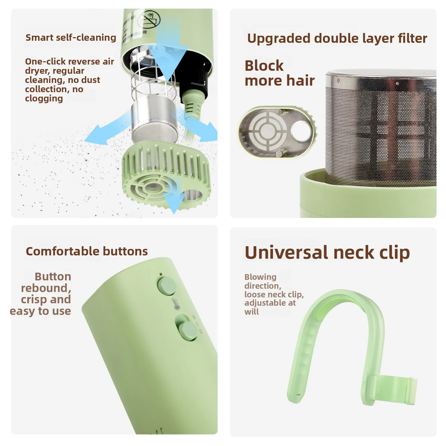 

New Arrival Pet Hair Dryer 38m/s Wind Speed High Power Silent Neckband Adjustable Dog Cat Long Quick Hair Dryer