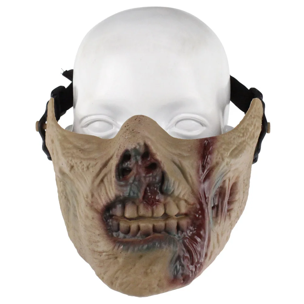 Halloween-Schädel-Halbgesichtsmaske, Horror-Maskerade, schützende, atmungsaktive Zombie-Maske für Party, Outdoor-Sportarten