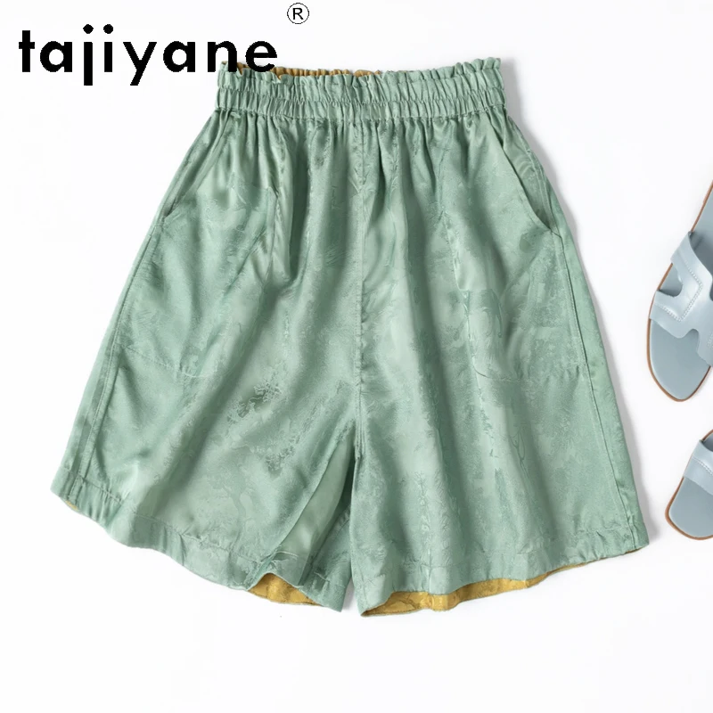 

TAJIYANE 100% Real Mulberry Silk Shorts Woman Summer Baggy Short Fashion Casual Short Wide Leg Pants Women Clothing 2025 шорты