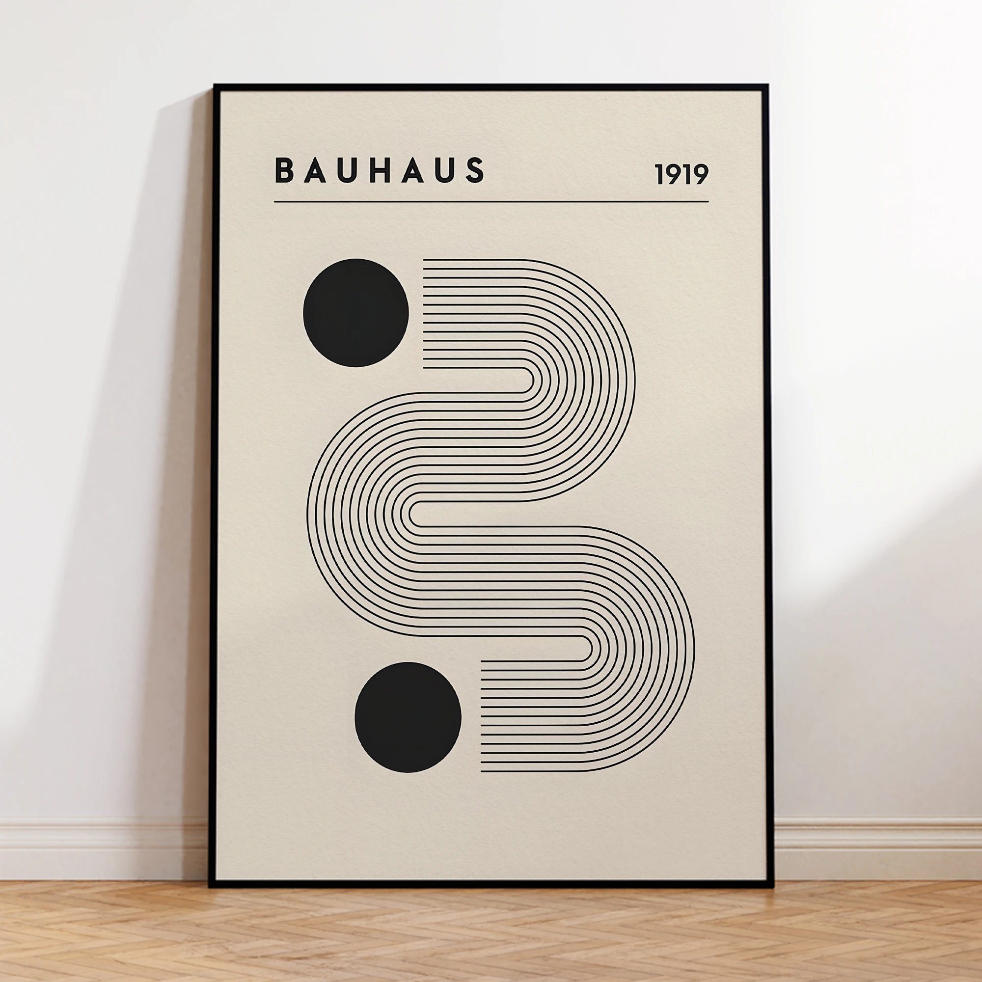 Modern Bauhaus Black And White 1919 Wall Art Aluminum Frame Prints Canvas Painting Poster Picture For Living Room Home Decor