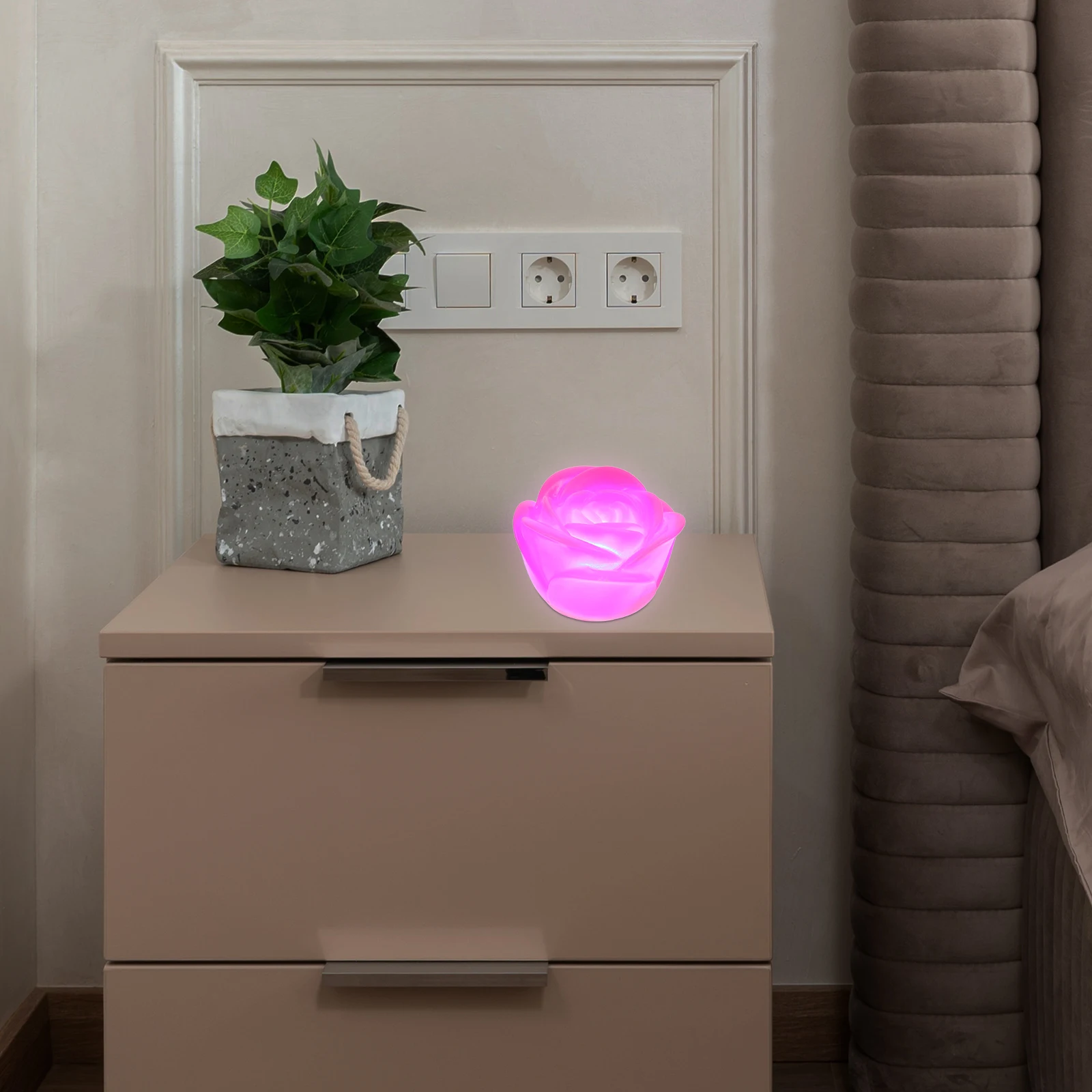 

Pink Lights Artificial Lantern Wedding Decor Flower Household Roses Led Flowers