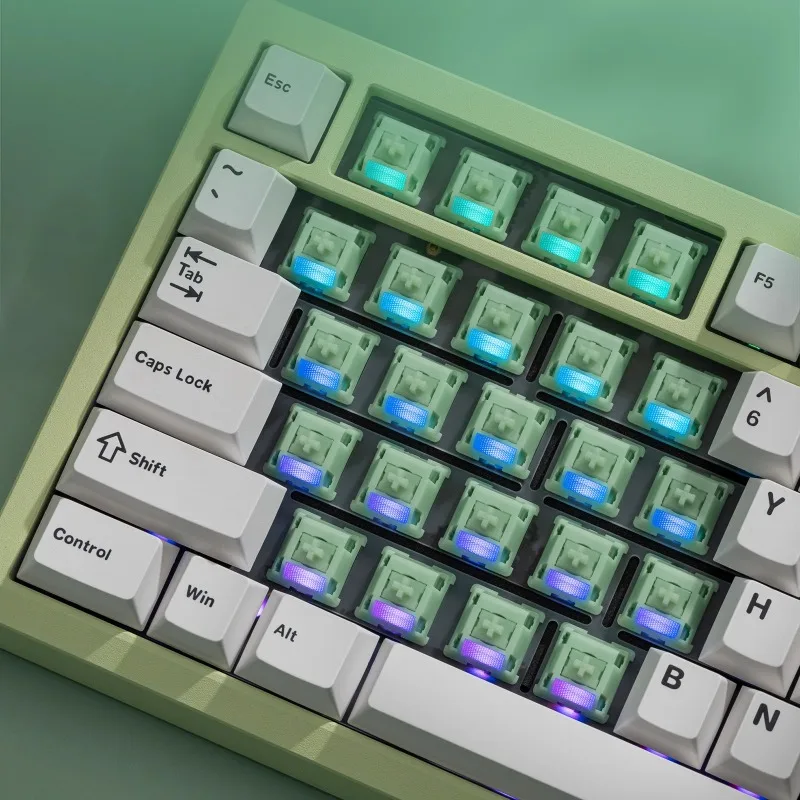 Eje verde pino personalizado eje de cinco pines 60g fondo táctil intercambio en caliente cuerpo del eje del teclado mecánico