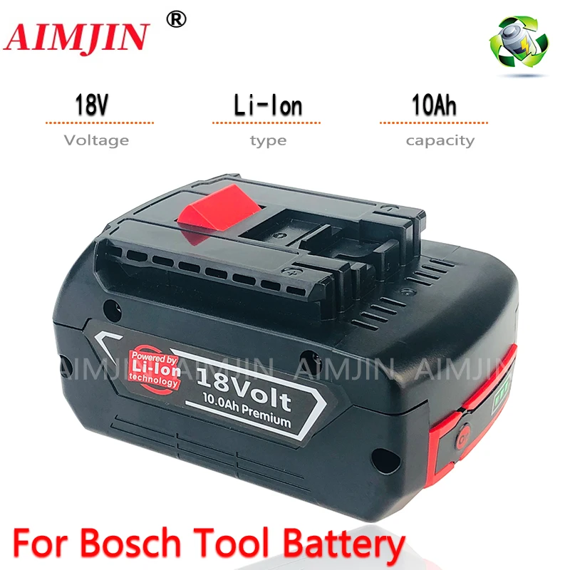 NEW For BOSCH 18V 10Ah LITHIUM-ION Replace BATTERY GBA Professional GBA GSR GSB BAT618 BAT609 w/Fuel Guage Electric tool battery