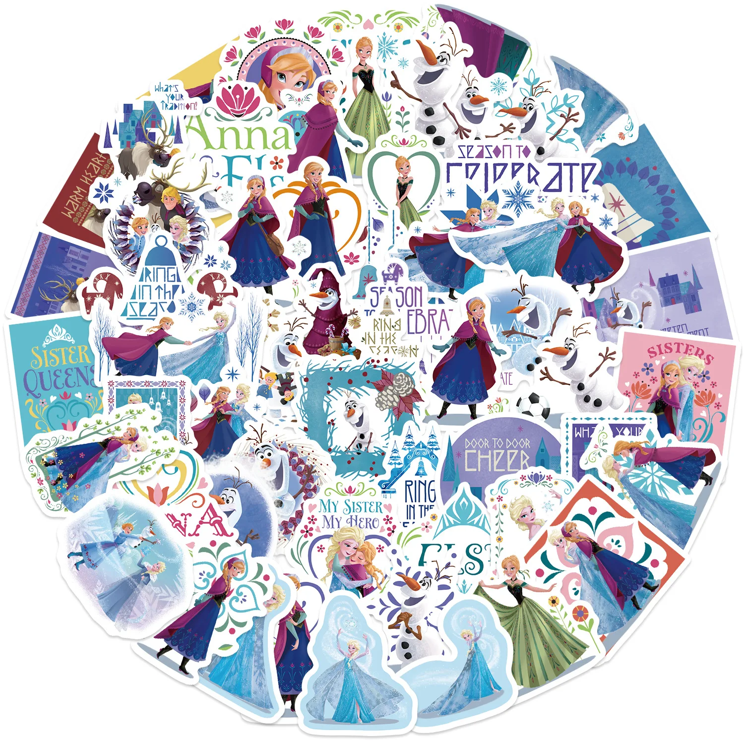 10/60PCS  Disney Anime Frozen Stickers Kawaii Princess Elsa Graffiti Decal For Kid DIY Laptop Bike Guitar Aesthetic Sticker Toy