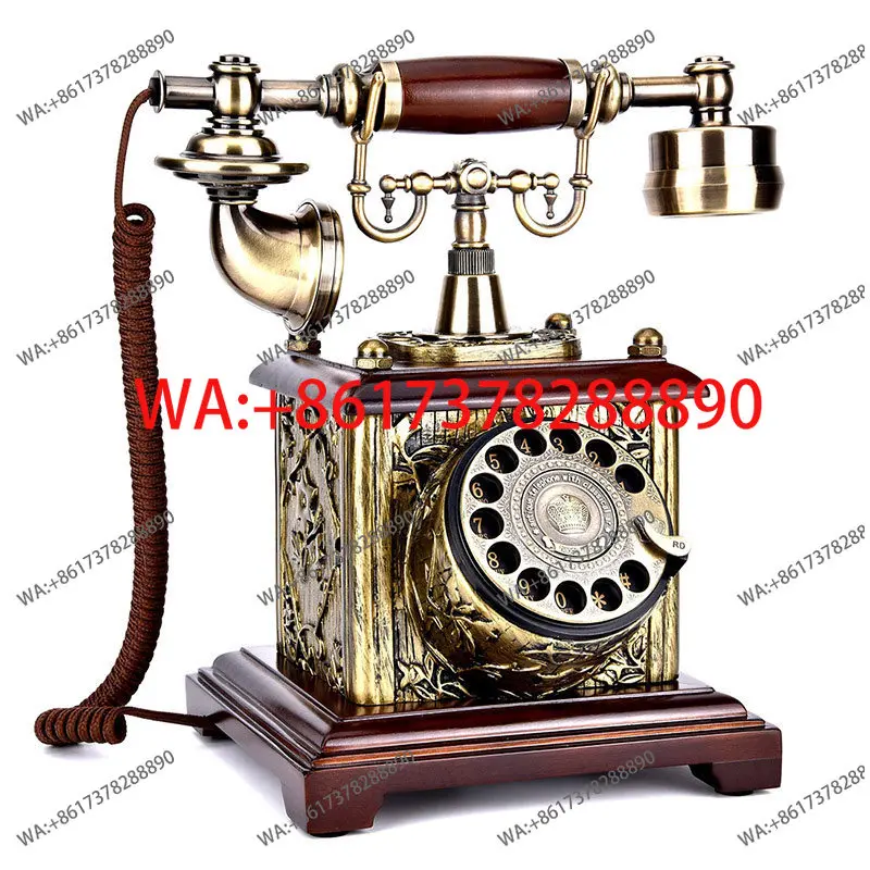 European solid wood metal retro turntable antique telephone hotel office decoration old-fashioned national card landline