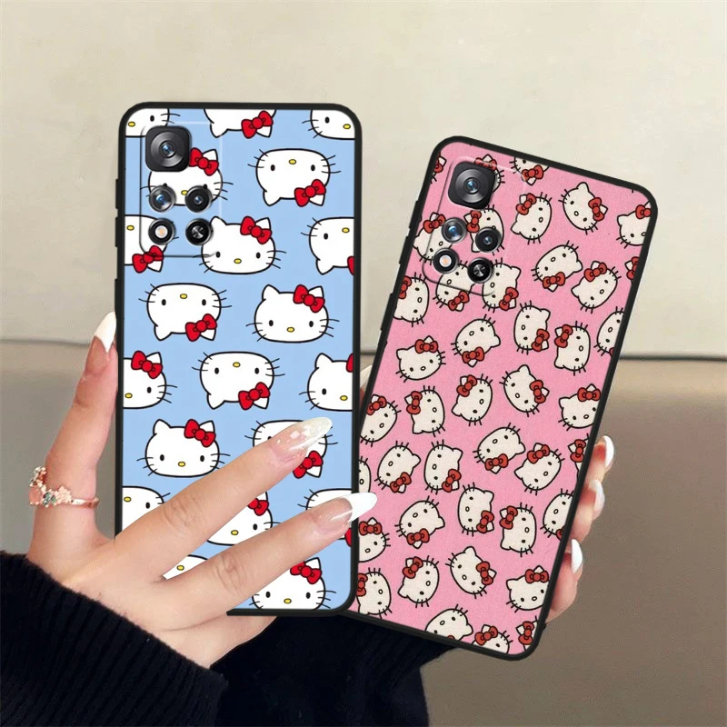 Sanrio Hello Kitty For Xiaomi Redmi Note 13 12 11S 11 10 Pro Plus Soft TPU Shockproof Black Phone Case