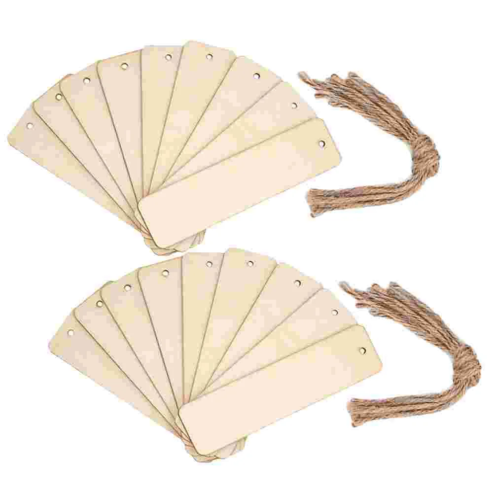 20 Pcs Wooden Blank Bookmark Token Unpainted Bookmarks Rectangle for DIY Tag Decorations