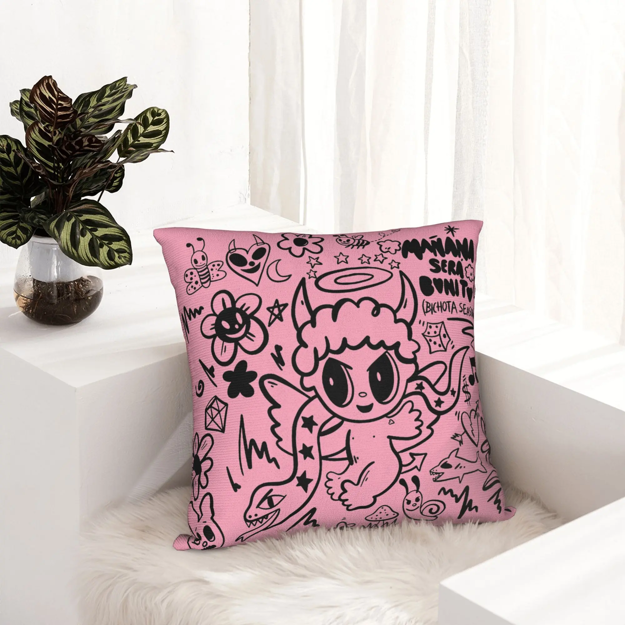 Karol G Bichota Season Pillowcase Printed Fabric Cushion Cover Decorative Bichota Heart Throw Pillow Case Cover Sofa Square