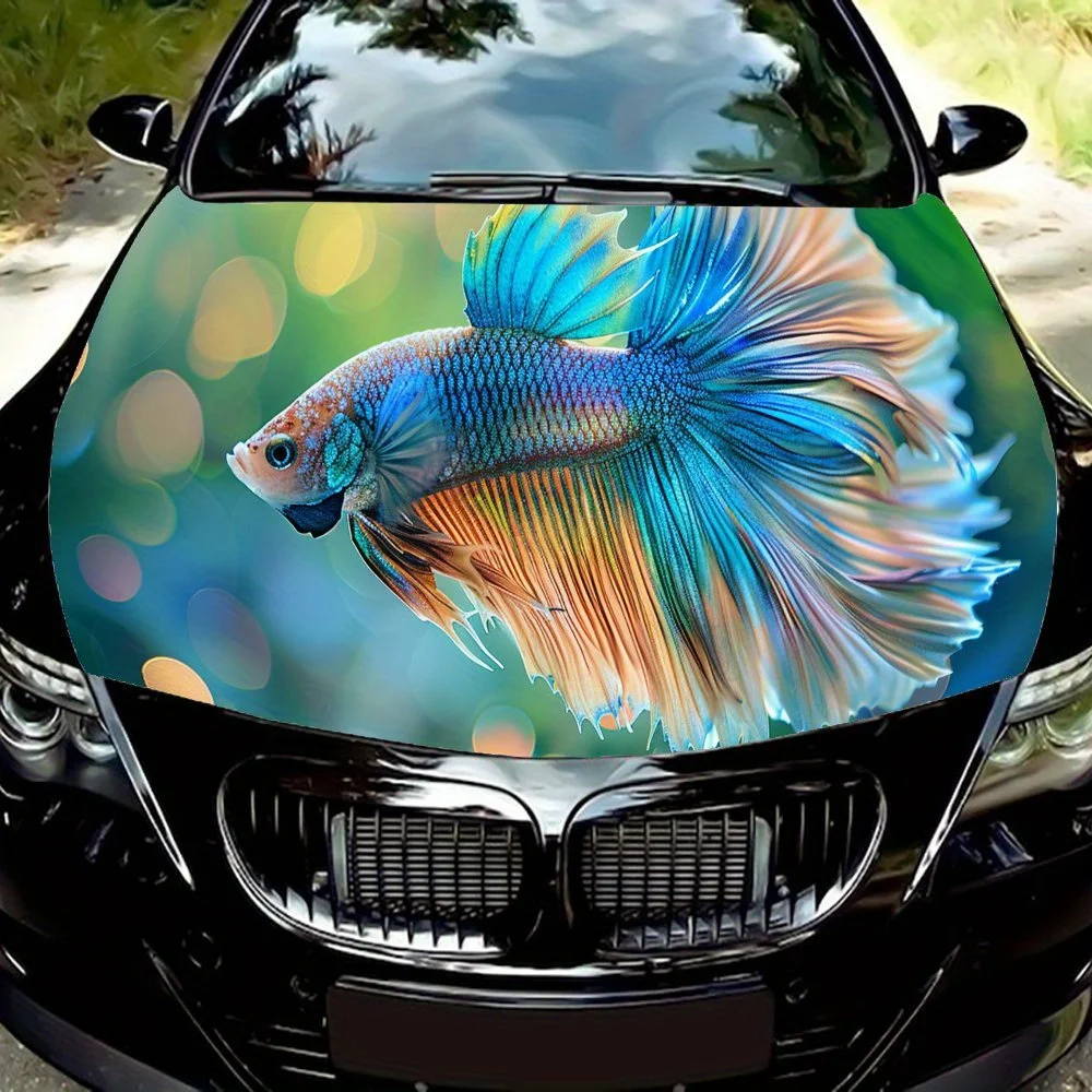 

Easy-to-install Car hood film, stickers with vibrant betta fish pattern - car vinyl wraps, exterior accessories suitable for mos