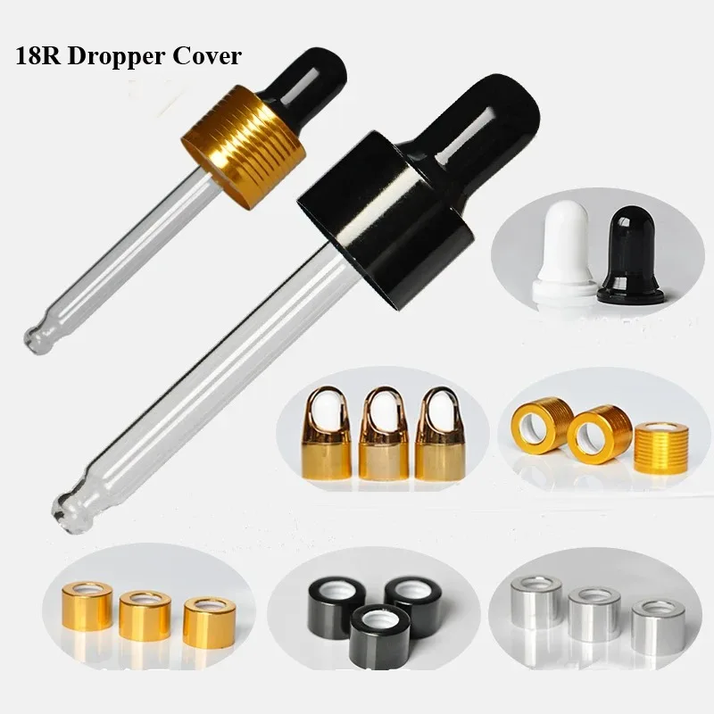 

50pcs/lot Plastic Black Screw Press Dropper Cover Cap with Glass Pipette For 5/10/15/20/30/50/100ml Essential Oil Bottles