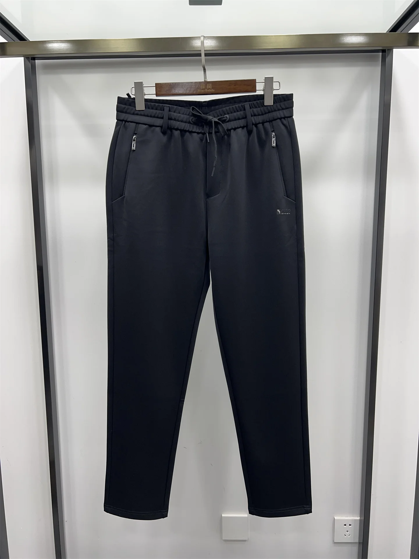 

Non-Saints Men's Casual Pants Bla Wool Blend Belted mid Waist Straight Leg Spor Autumn Winter Faion Polyester Nylon