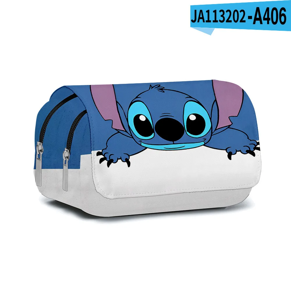 2024 Stitch Fully Printed Flap Pen Bag Stationery Box Pencil Case Primary and Secondary Anime Kawaii Cartoon School Bag Mochila