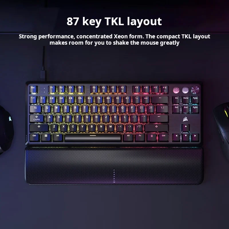 Corsair K70 PRO TKL Wired Magnetic Keyboard, MGX Hall Effect Switches 8000Hz Rapid Trigger PBT Keycaps RGB Gaming
