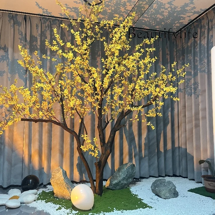 Simulation Winter Jasmine Tree Little Yellow Flower Yellow Plant Fake Trees Large Indoor Living Room Floor Decoration