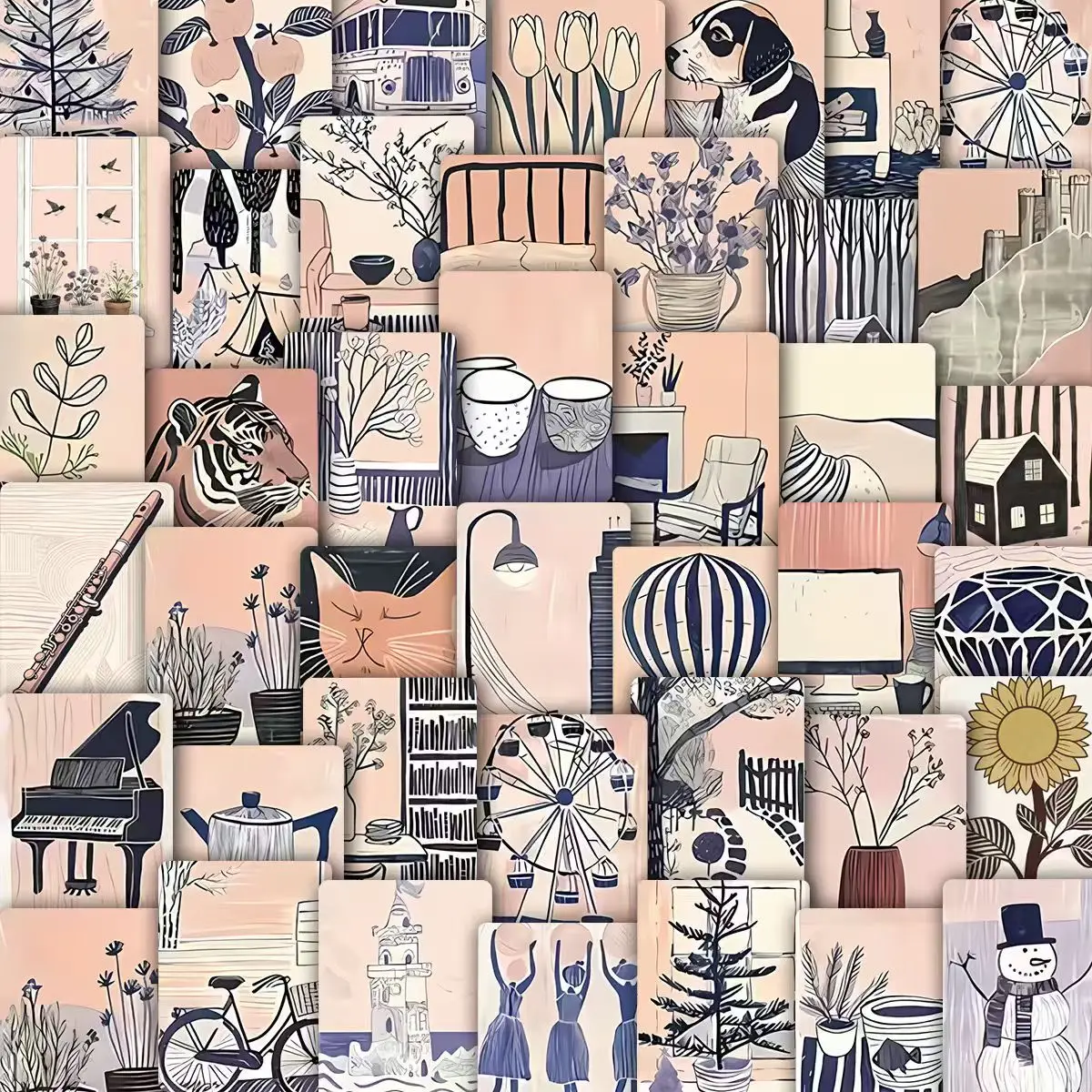 

55PCS Cartoon Abstract Art Stickers Creative Decoration Tablet Phone Case Guitar Water Cup Computer Waterproof Toy Gift Stickers