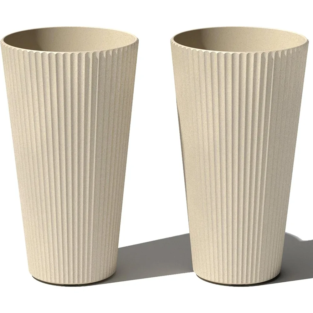 

Tall Planter for Porch, Patio, Backyard | Durable Plastic-Stone Composite Material | Modern Décor for Tall Plants