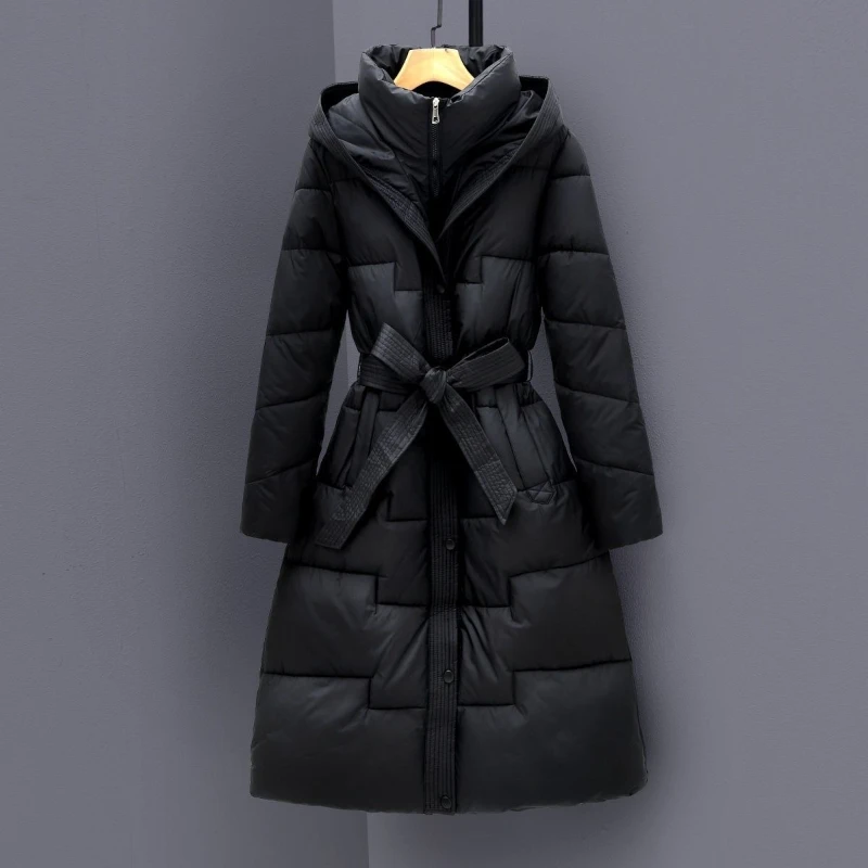 2025 Winter Women Parka Coats Long Cotton Casual Fur Hooded Jackets Thick Warm Slim-fit Jacket Female Overcoat Clothing