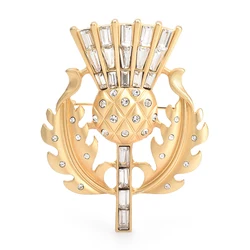 Wuli&baby Golden Leaves Flower Badge Brooches For Women Unisex Powder Mace Crown Office Party Brooch Pins Gifts