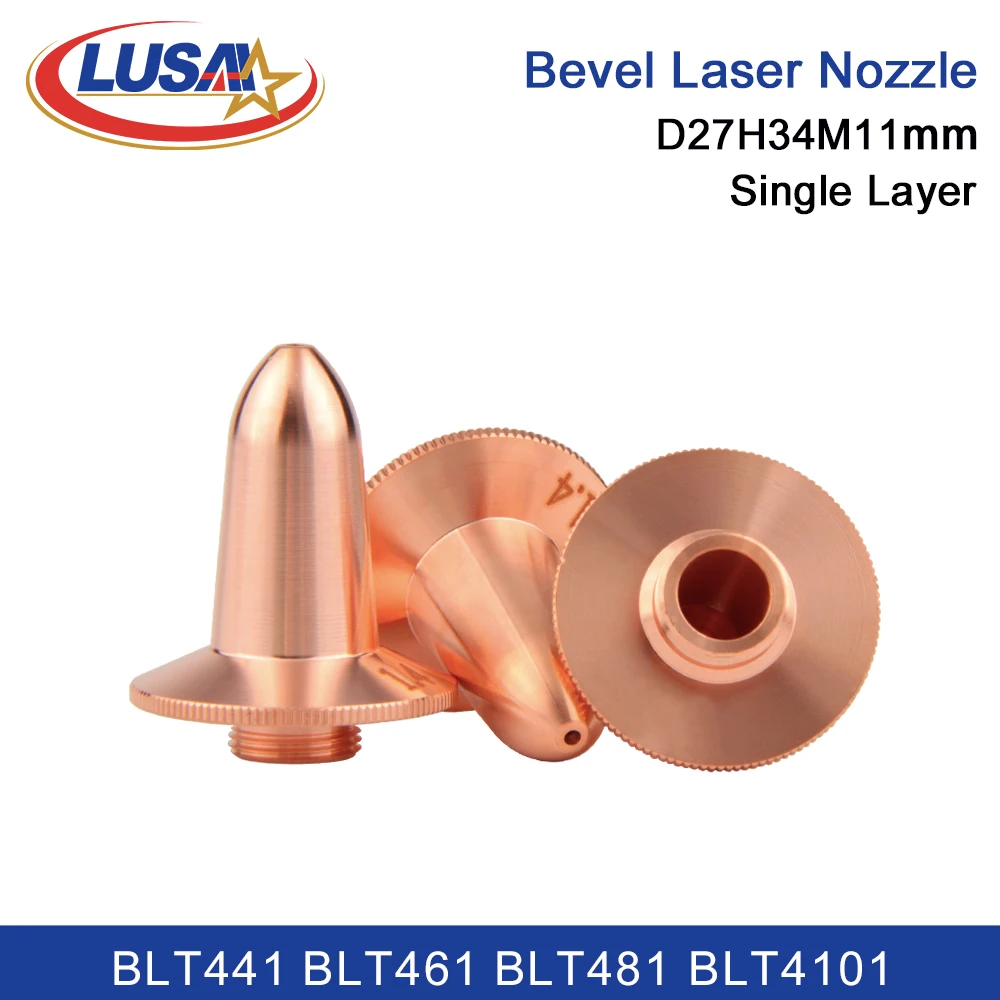 LUSAI 10Pcs/Lot BOCI Flat Cutting Bevel Laser Nozzle D27H34M11mm Single/Double Layer Caliber:1.2-5.0 For BLT421 BLT441 BLT461