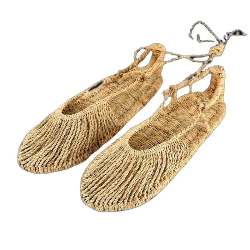 

Hand-Woven Straw Sandals Hemp Slippers Women And Men Summer Sandals Rattan Straw Sandals