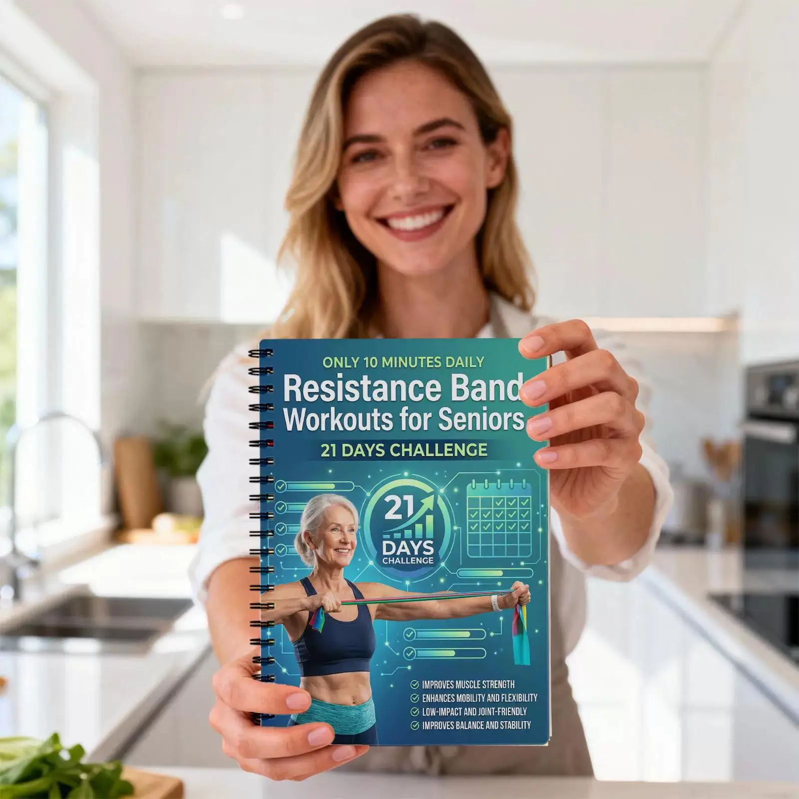 Senior Resistance Band Workout Book Low-Intensity Home Strength Training Fitness Planner & Exercise Journal