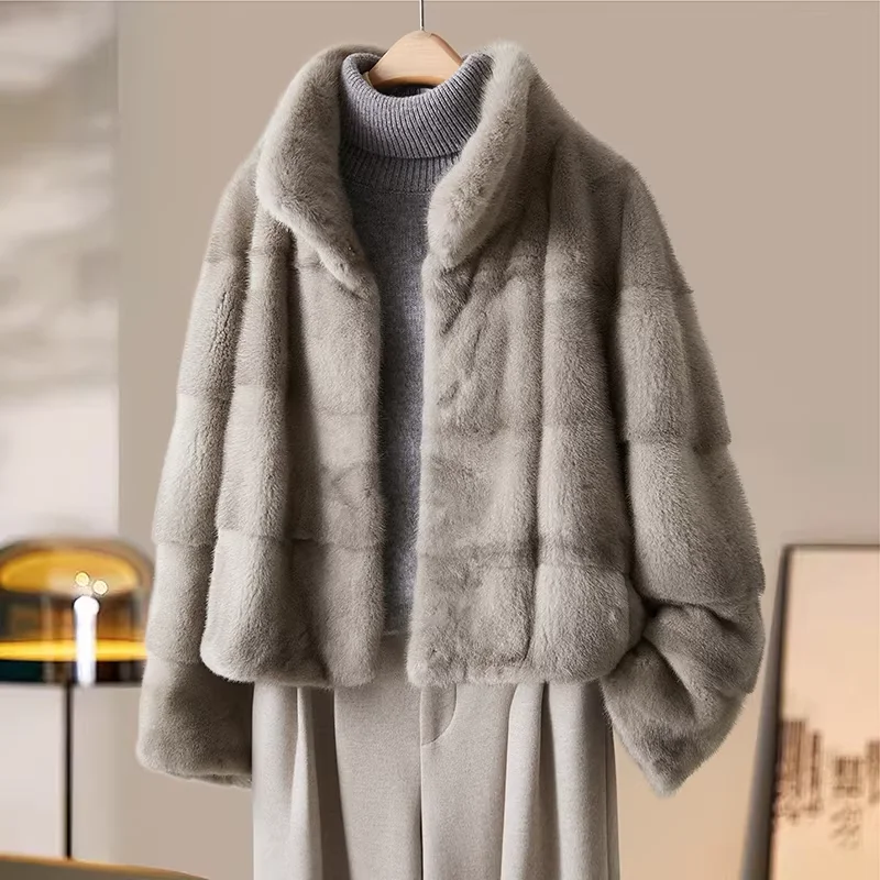 

Пальто из 100% натурального меха норки KMETRAM, женская короткая куртка с воротником-стойкой, зимняя верхняя одежда, женская одежда 2025 Fourrure