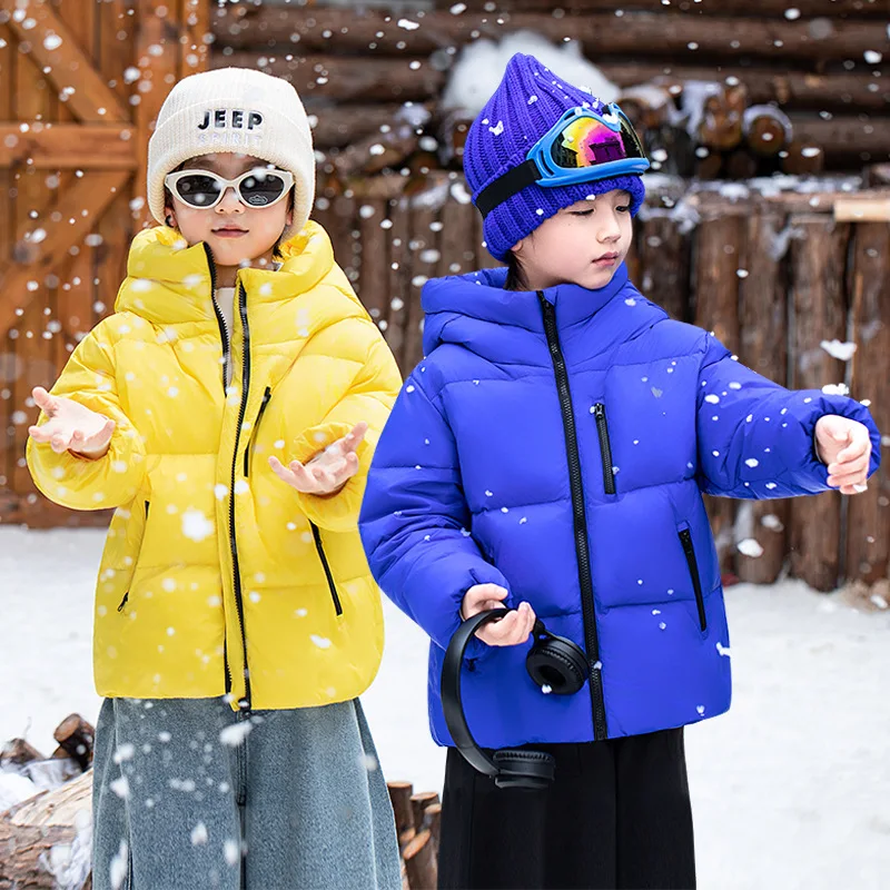 

Детские зимние куртки на утином пуху для мальчиков, ветрозащитные толстые теплые детские верхняя одежда с капюшоном для мальчиков, пальто для маленьких мальчиков, лыжное пальто на молнии, наряды
