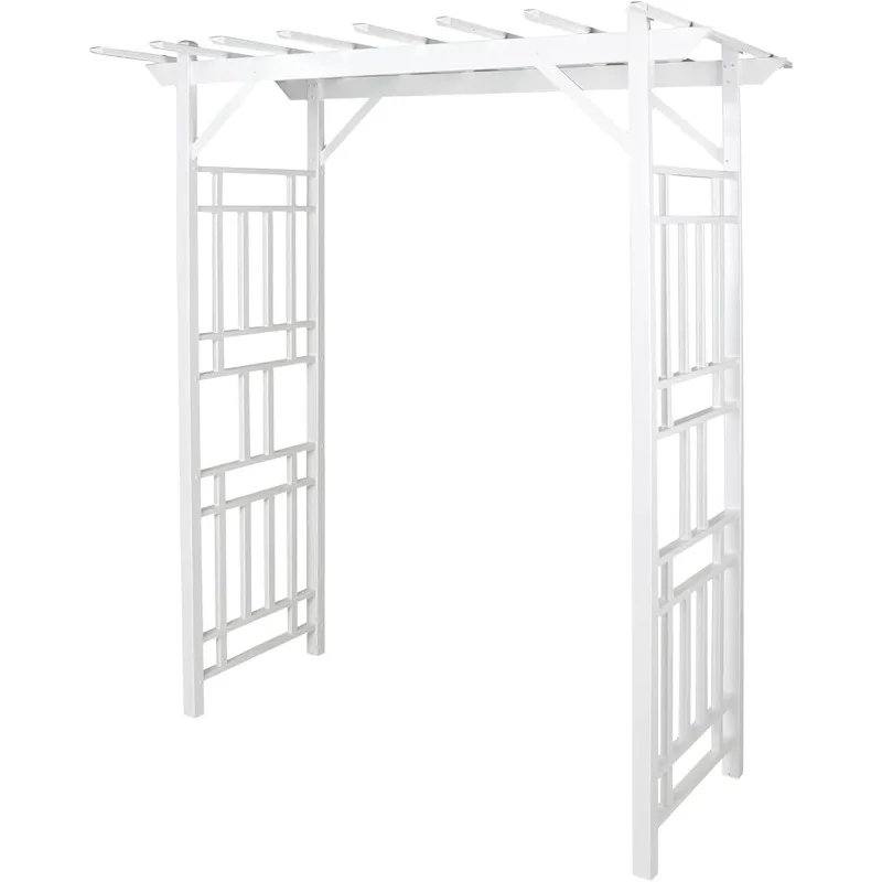 

Wellington Arbor, 72 by 85 Inch PVC Patio Garden Arch, Outdoor Backdrop Frame Decoration or Trellis for Climbing Plants