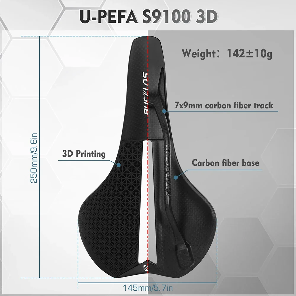 BUCKLOS MTB 3D Printed Saddle Carbon Fiber Road Bike Seat Cushion 3D Printed Ultralight Hollow Bicycle Saddle Chair Cycling Part