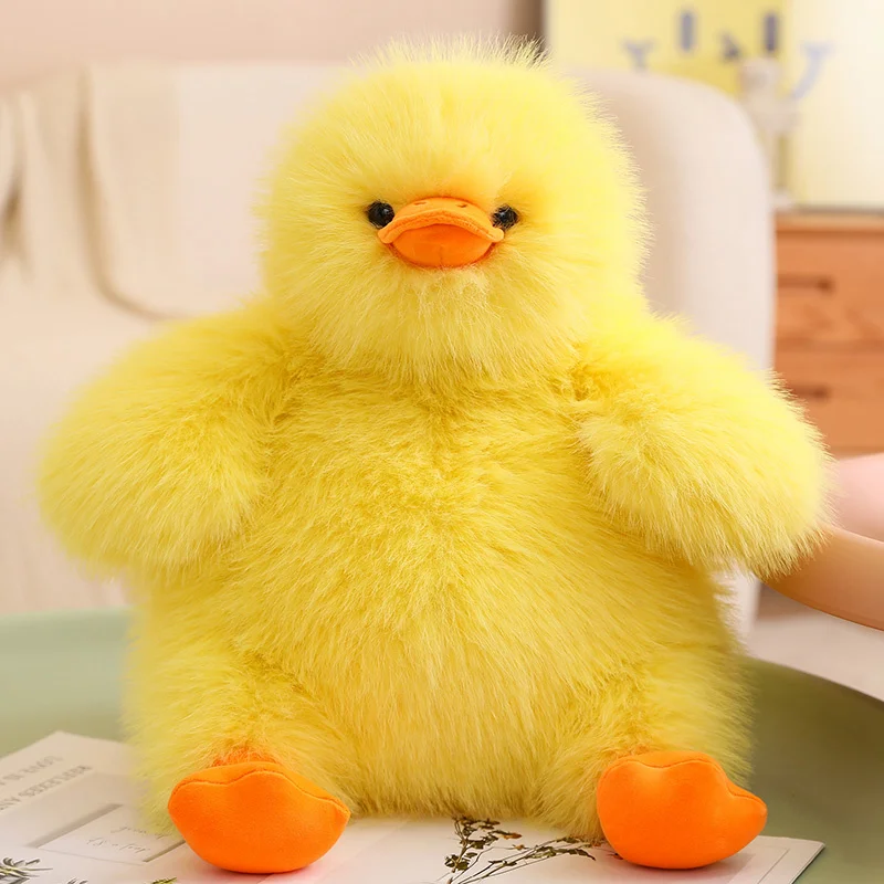 40-95cm High Quality Yellow Fat Duck Cute Dolls Throw Pillow Long hair Pluh Soft Stuffed Animal Cartoon Funny Birthday Gifts
