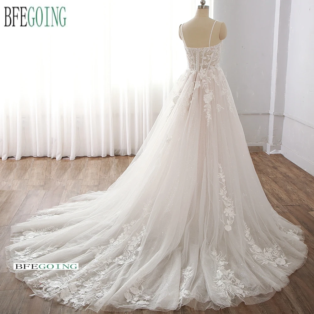 A linha vestidos de casamento capela trem personalizado querida renda tule até o chão sem mangas vestidos de noiva