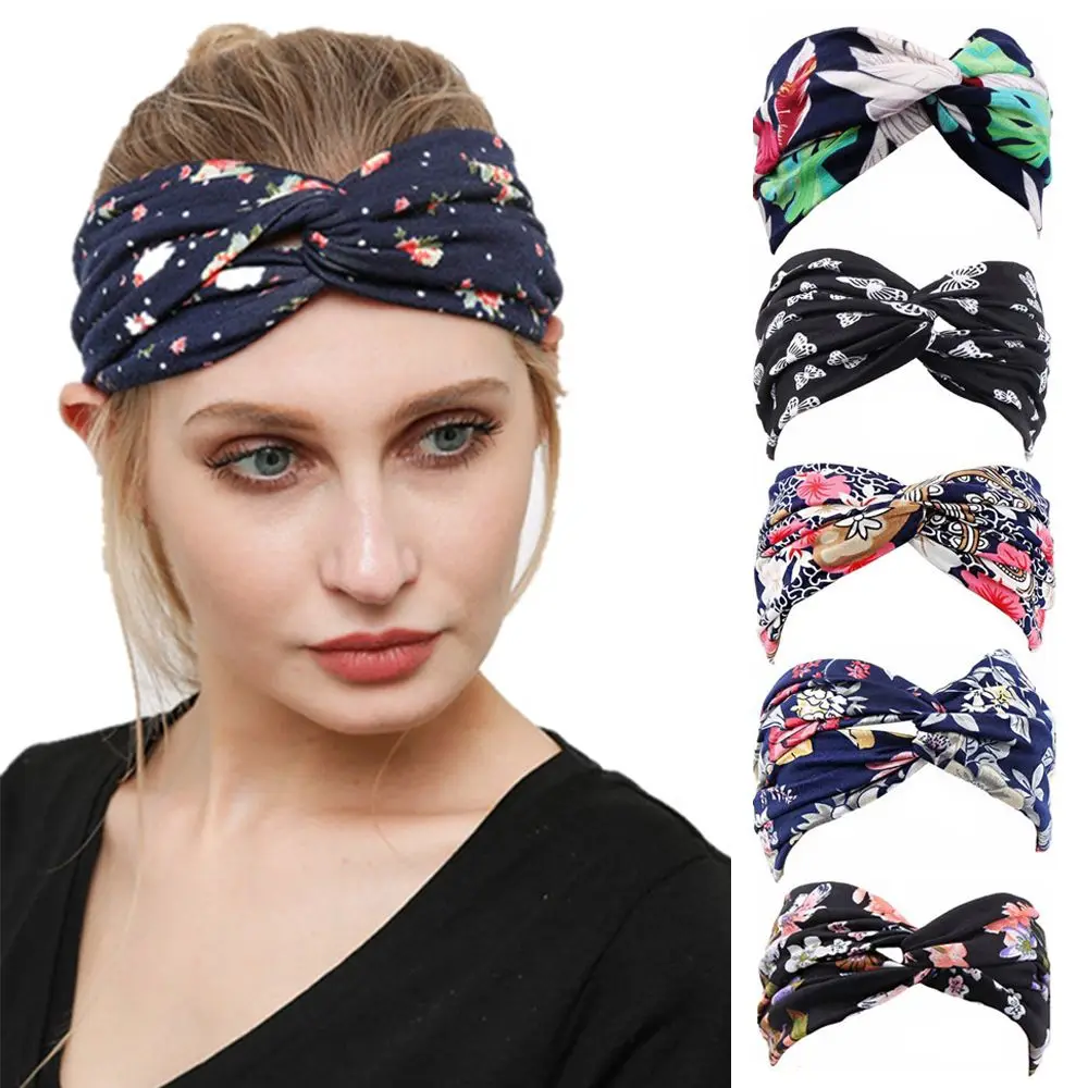 Fashion Women's Wide Stretchy Headbands Twist Knot Yoga Fitness Sports Hair Band