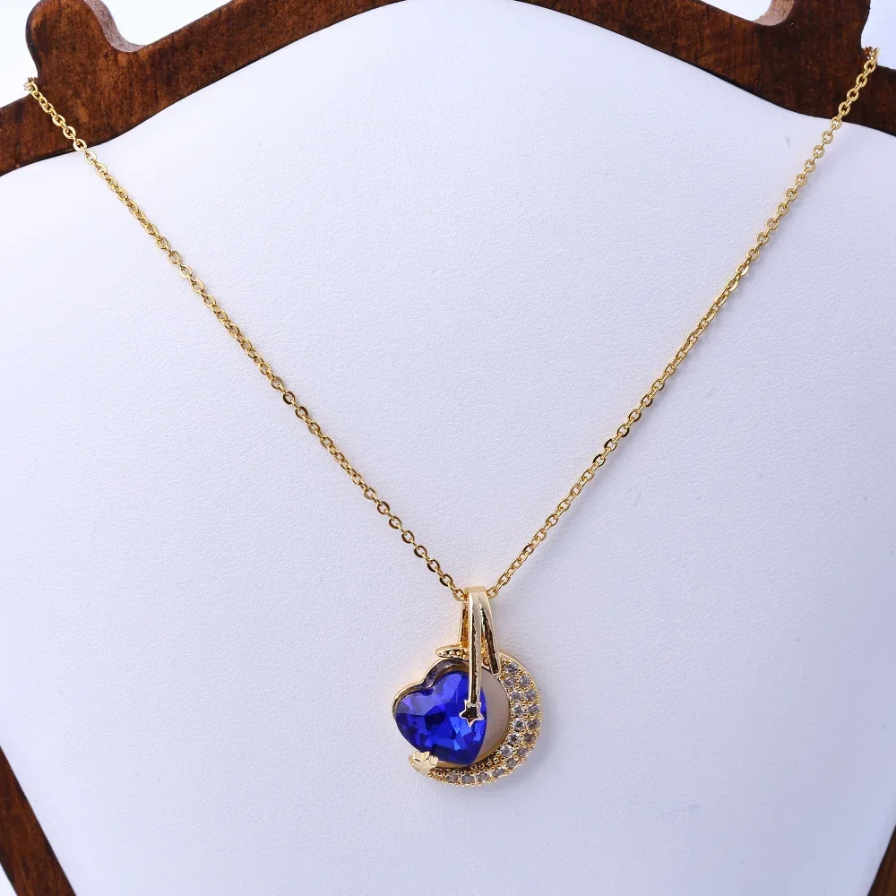 قلادة جميلة للنساء - قلادة قمر الشيطان الصغير الأوروبية والأمريكية عبر الحدود، ستانلس ستيل ألماس كامل خمسة-