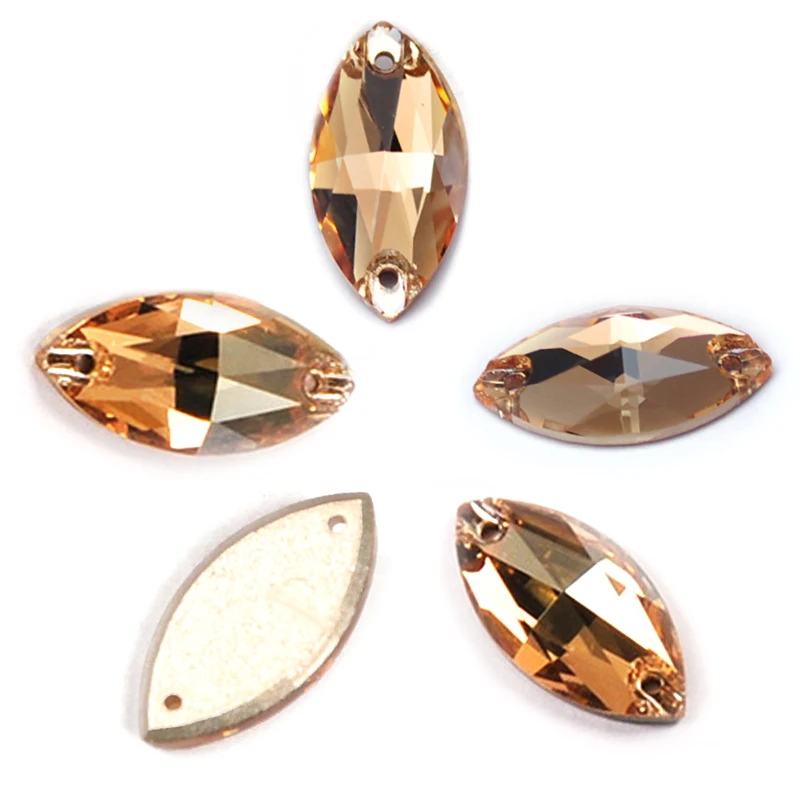PUBRILEX Golden Shadow Abgeschrägte Strasssteine mit Flacher Rückseite zum Aufnähen für Kleidungsstücke, Schmuck, Kleiderdekorationen, Nähkristallsteine – Detail 8