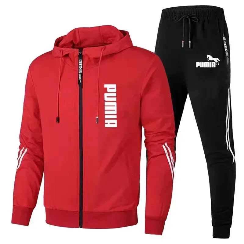 Heren Herfst Winter Lange Mouw Sport Trainingspak Mode Jacks Met Rits En Joggingbroek Casual Mannelijke Fleece Bedrukte Trui Pakken