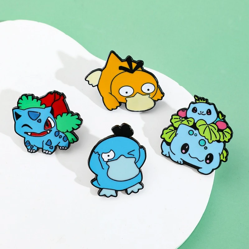 Pokemon Psyduck Cartoon Broochs figurki Anime Bulbasaur kreatywny Q figuralny tornister prezenty urodzinowe dla dzieci do dekoracji odzieży