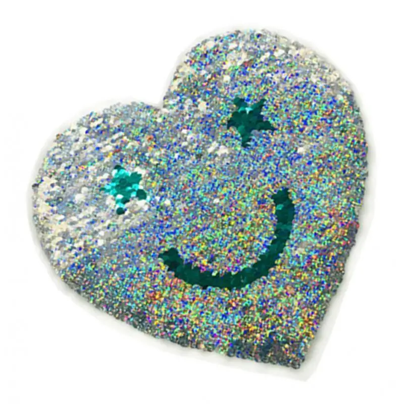 Love Heart Sequins Patches, Iron-ons, Patches, Iron-ons, Appliqués, Reversible