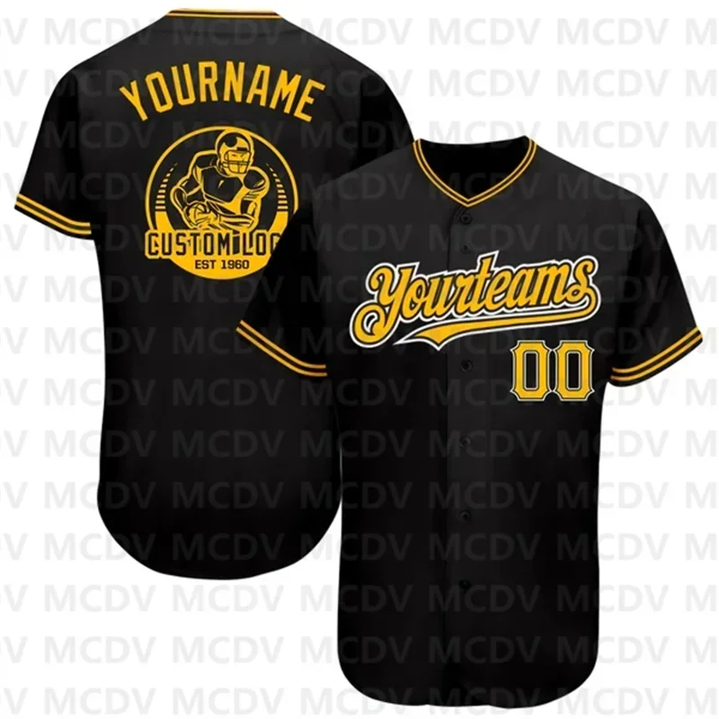 

Custom Black Gold-White Authentic Baseball Jersey