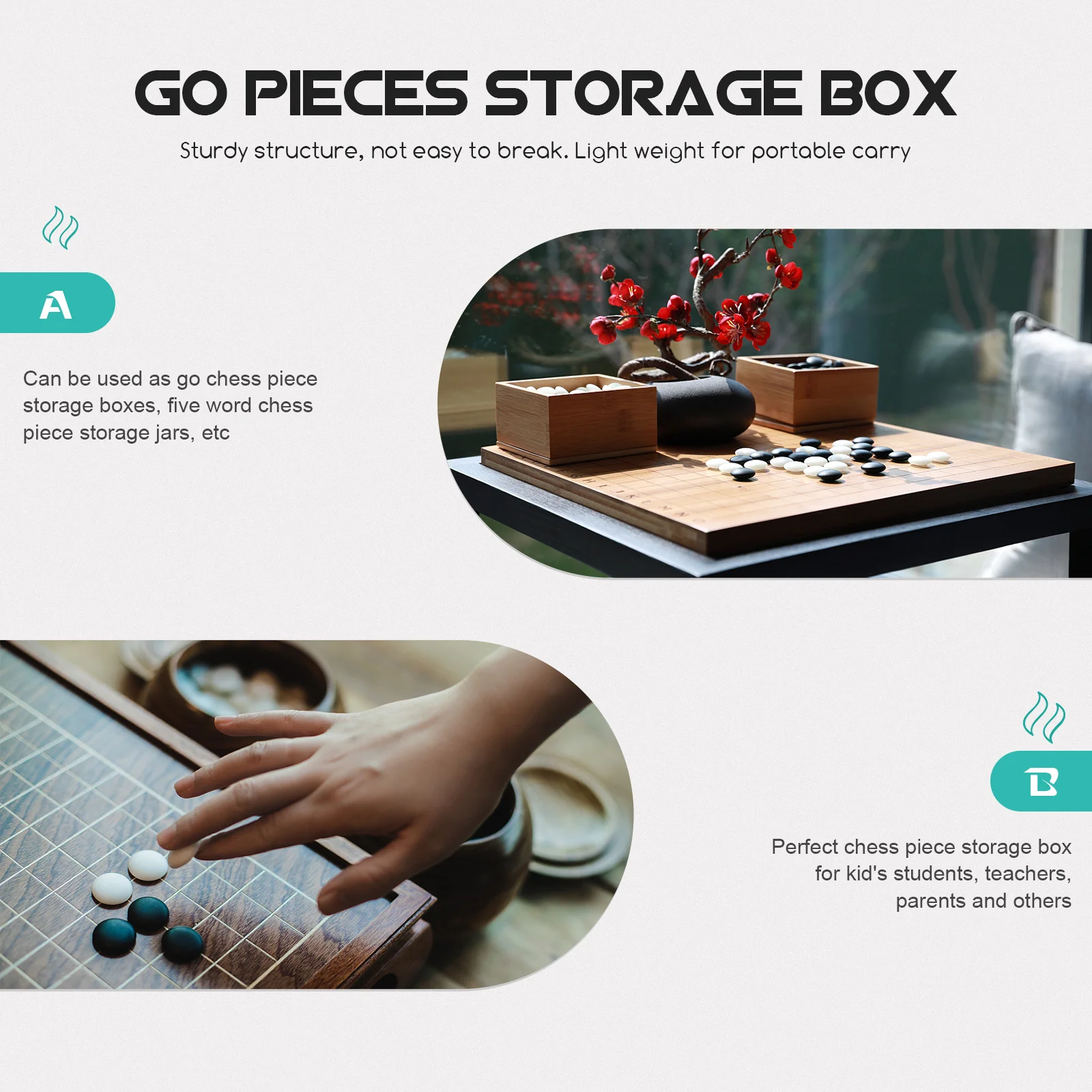 

2Pcs Go Chess Piece Storage Box Plastic Organizer Portable Sturdy Chess Piece Container for Game Supplies Chic Storage Case