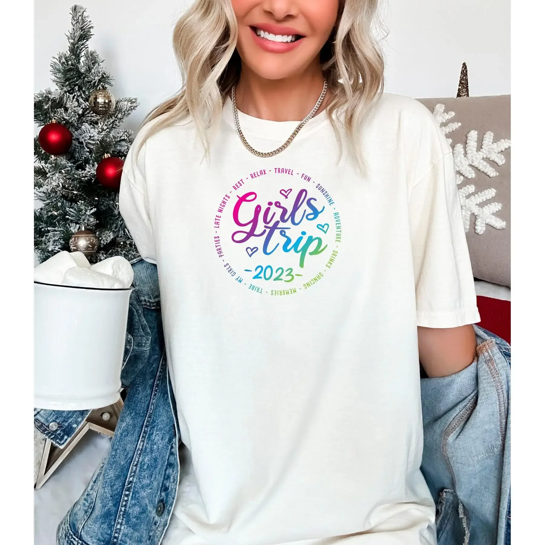 

Comfort Color Girls Trip T Shirt Vintage Summer Beach Vacation 2024 Happy