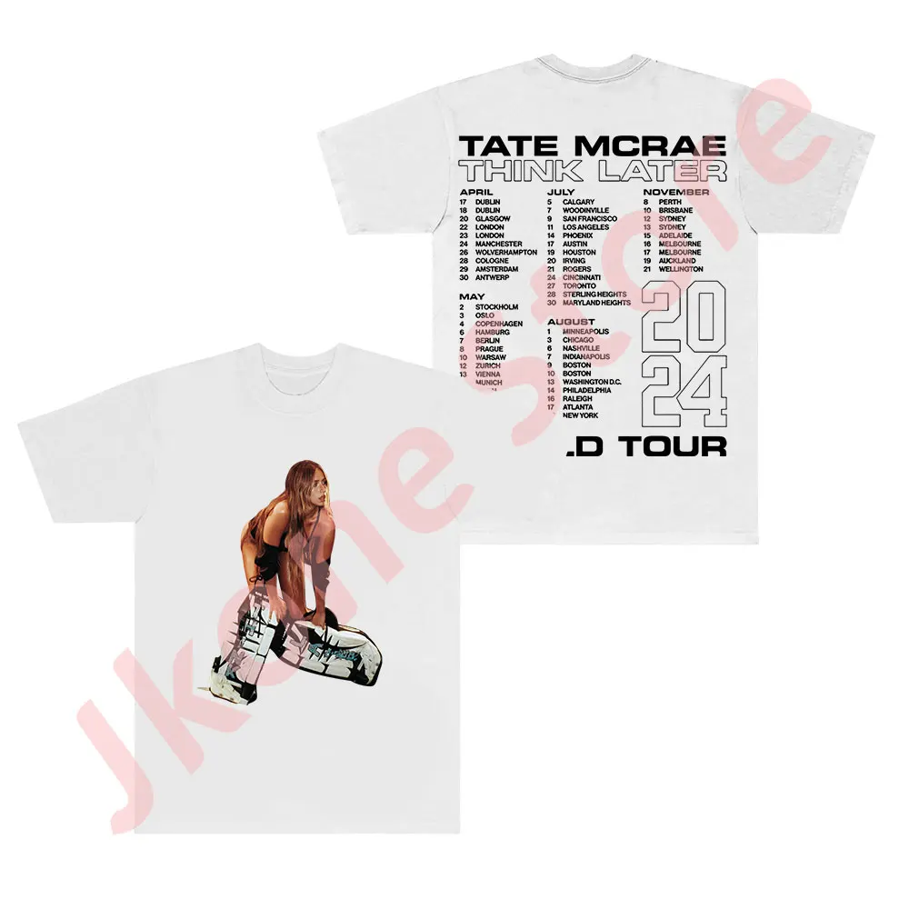 Tate McRae Vintage Tee Think Later World Tour Merch Women Men Fashion Casual Short Sleeve T-shirts