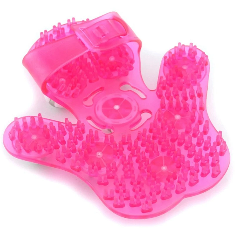 

Palm Shaped Massage Glove Body Massager With 9 360-Degree-Roller Metal Roller Ball Beauty Body Care (Pink)