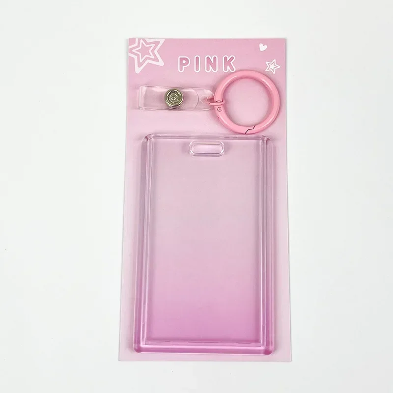 1PC Personalized DIY Transparent Gradient Color Decorative Card Sleeve Material with Key Ring Backpack Pendant