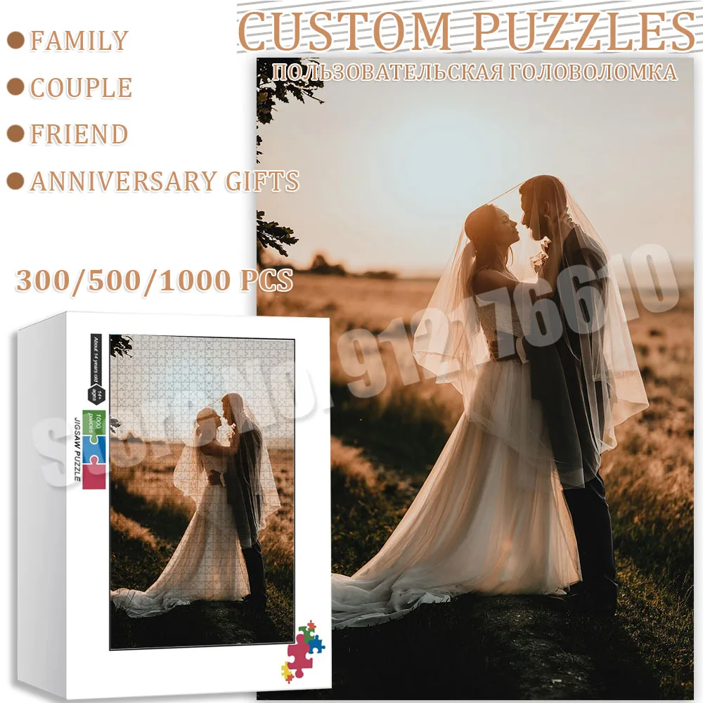 Custom Puzzle 1000 PCS Photo Puzzles Personalized Jigsaw Puzzles Couple Friends Family Pictures DIY Adults Kids Anniversary Gift