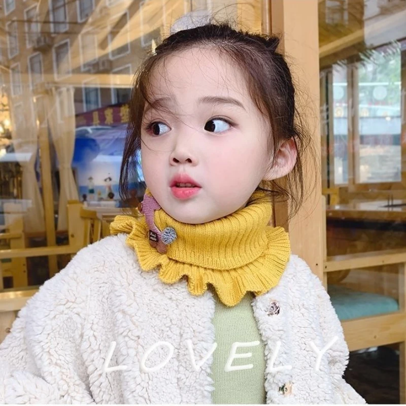 High Quality Knit Scarfs Outdoor Scarves Multiple Colors Winter Warmer Collar Wool Ruffle Neck Kids Scarf Baby Accessories