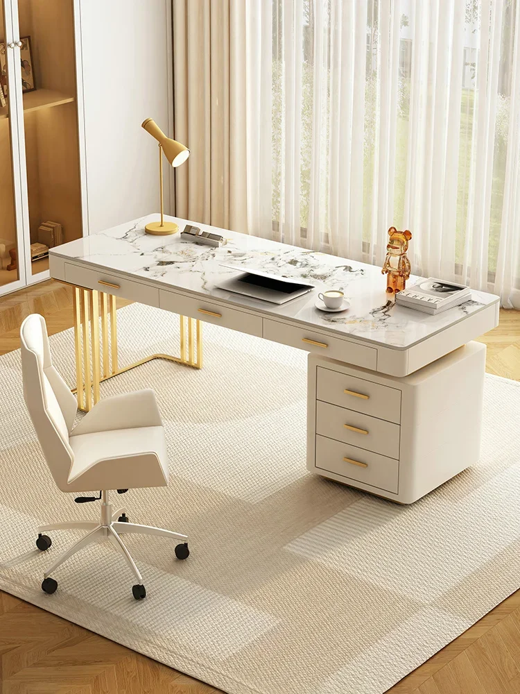 

Cream Wind Rock Slab Desk, Home Computer Desktop, Simple Modern Simple Writing Desk, Light Luxury Economically