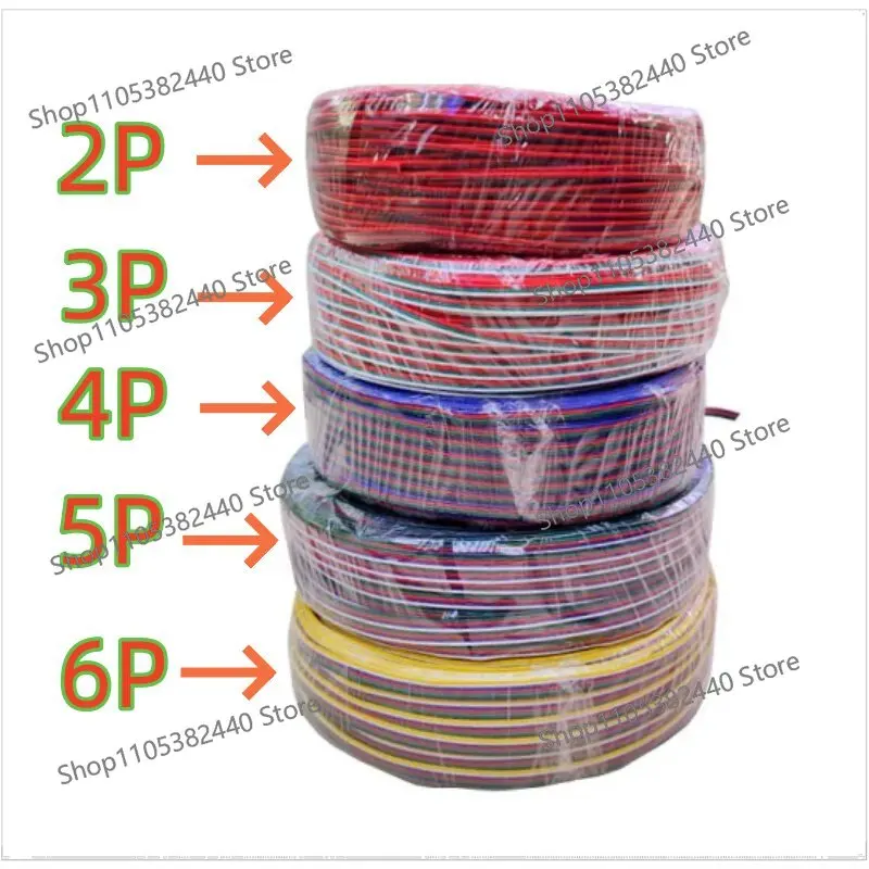 2/3/4/5/6 Pin LED Strip Extension Cable, 22AWG Tin-Plated Copper Wire, 0.5mm² RGB LED Connector Cord
