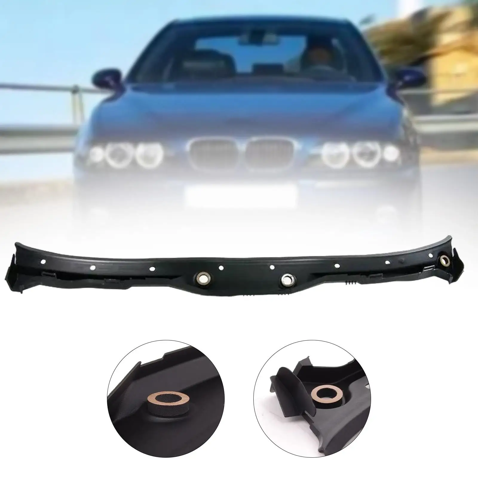 Couvercle de panneau de capot de pare-brise pour BMW 5 E39, pièces de rechange, accessoires de voiture, remplacement robuste, facile à installer, 51718159292, 1x