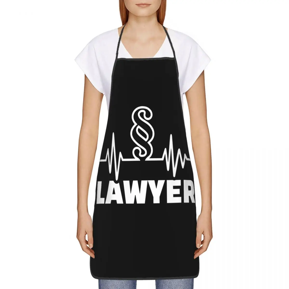 Funny Funny Law Gift Lawyer Heartbeat Bib Aprons Women Men Unisex Kitchen Chef Tablier Cuisine for Cooking Baking Painting