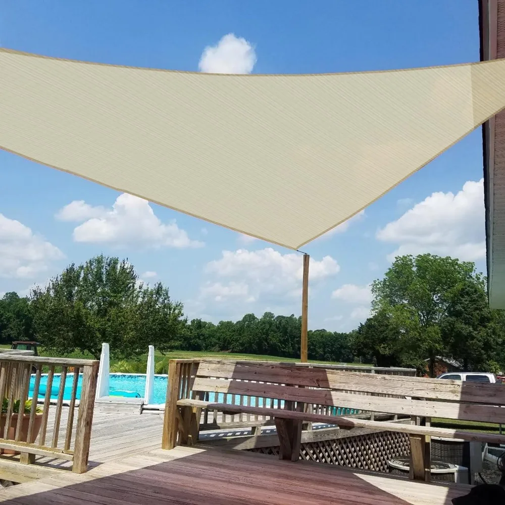 

22' x 22' x 22' Sun Shade Sail Triangle Outdoor Canopy Cover UV Block for Backyard Porch Pergola Deck Garden Patio (Beige)